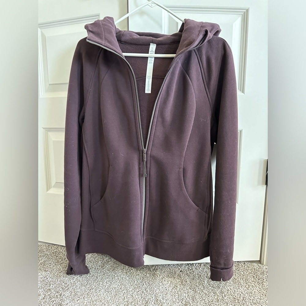 Lulu Lemon plum colored hoodie with zip and pockets